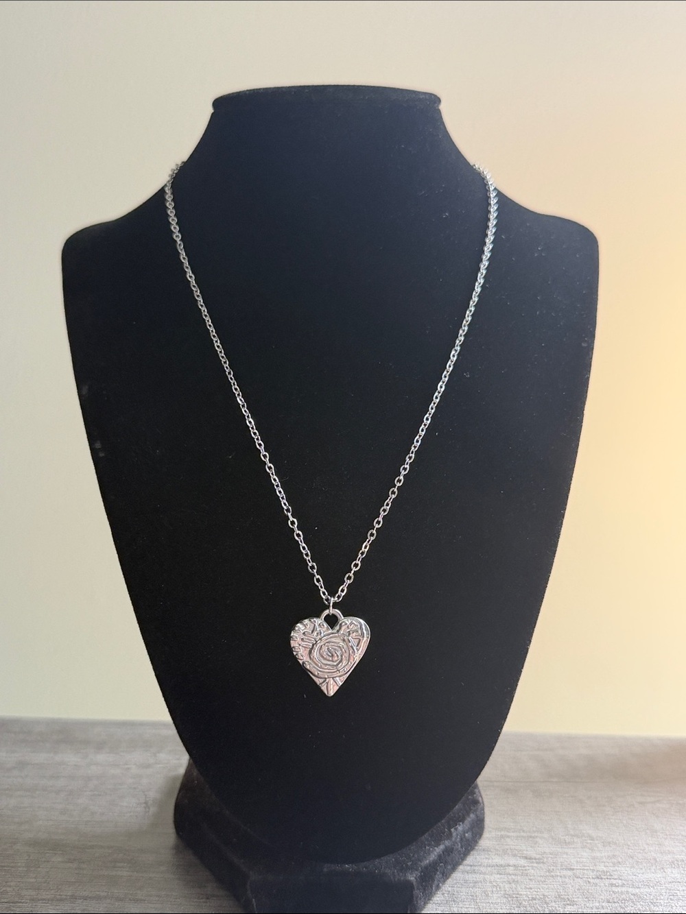 Stainless Steel Heart Swirl Pendant Necklace